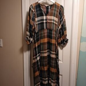 Fat Face Multicolor Plaid Long Sleeve Dress Roomy Sz.6